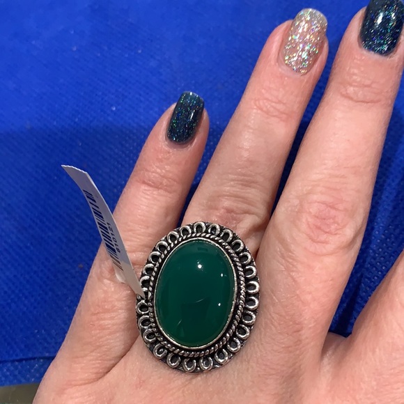 🧜🏻‍♂️🟩Sterling silver And onyx ring-5⭐️⭐️ - Picture 5 of 7